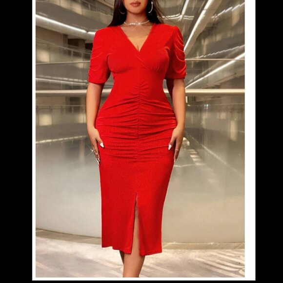 SHEIN 2X Privé Plus Size Women Leopard Print Sweetheart Neck Dress Figure Flatte - Picture 5 of 5